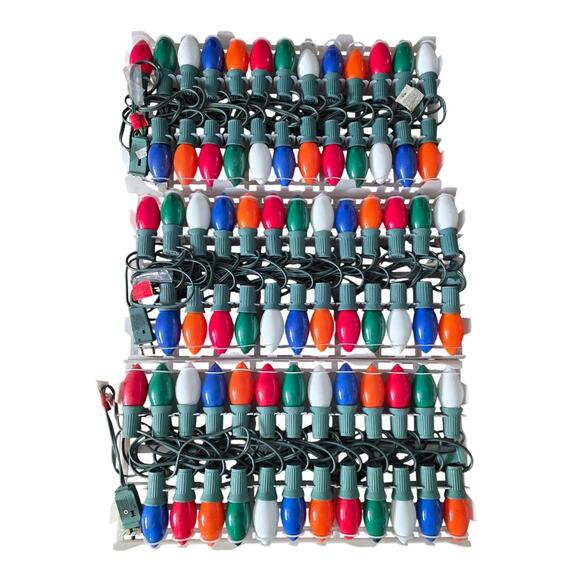 Vintage Christmas String Tree Lights Set of 3 Multi-Colored Large Bulb 25 Feet - Picture 1 of 5